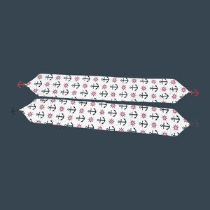 Reversible Nautical Anchor & Helm Fabric Table runner Set Of 2 Beach Lake House